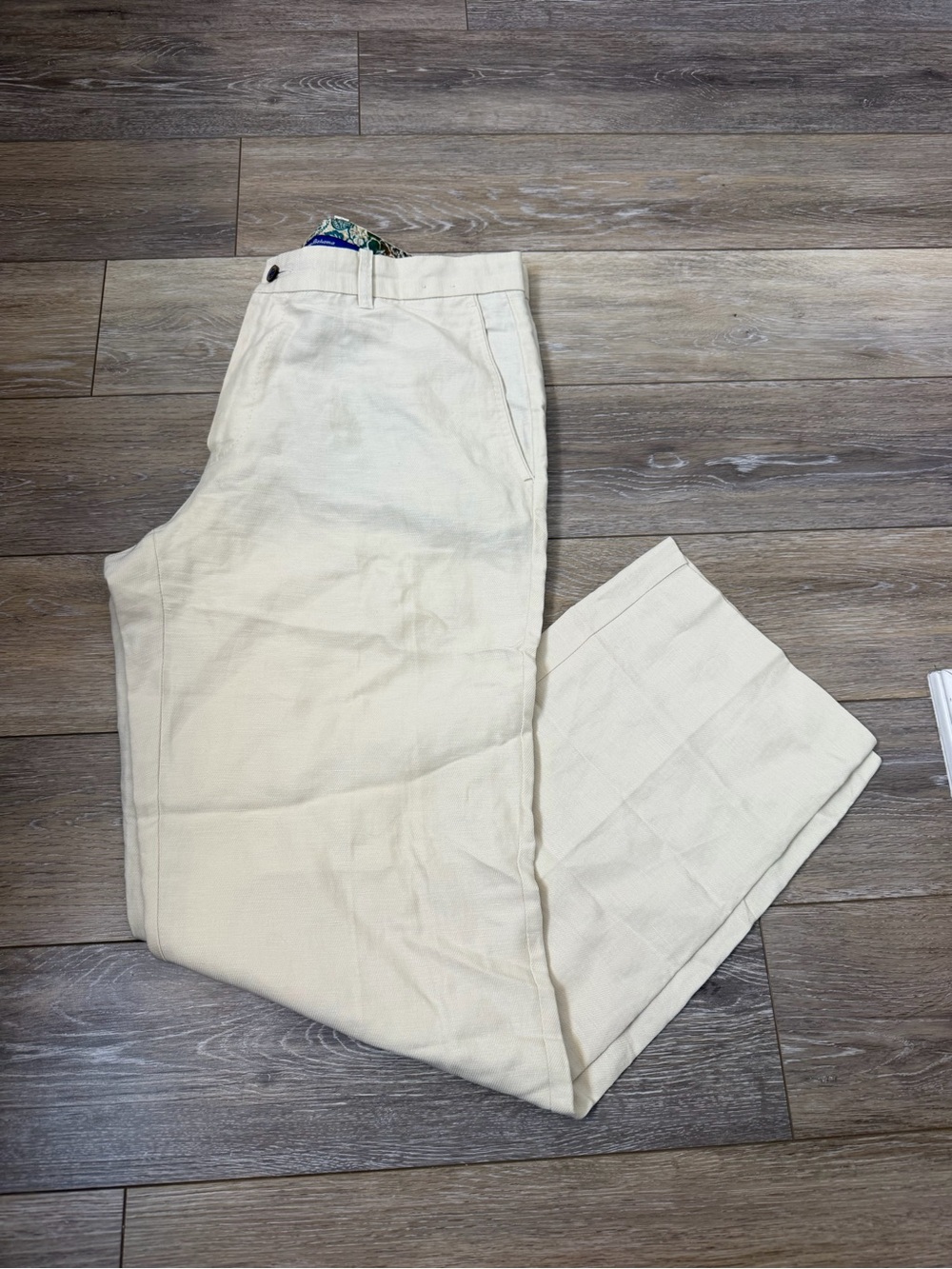 Tommy Bahama Men's Cream Linen-Style Casual Pants